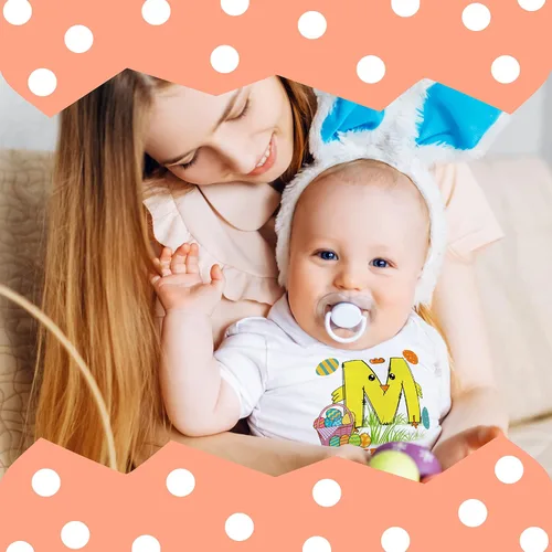 Vista 4 de Regalos personalizados con inicial de Pascua para bebé con nombre, 5 diseños, body personalizado de Pascua para recién nacidos, ropa de bebé