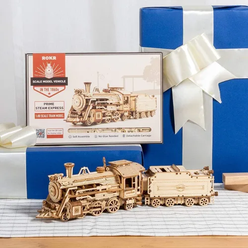 Vista 7 de ROKR Rompecabezas de madera 3D para adultos, modelo de coche mecánico, kit de vehículos de construcción de bricolaje, juguetes de rompecabezas
