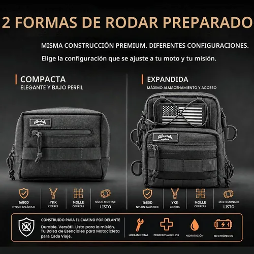 Vista 7 de POWERSPORT RX - Bolsa para manillar de motocicleta, bolsa Harley Molle