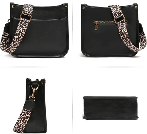 Vista 3 de KOGTLA Women's Crossbody Shoulder Bag with Leopard Guitar Strap,Vegan Faux Leather Purse Handbag Bucket Tote Bag