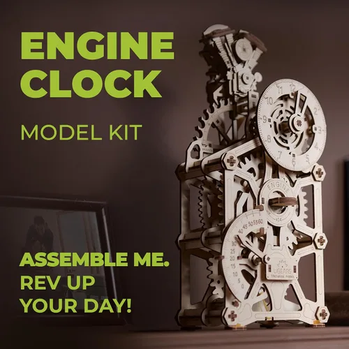 Vista 8 de UGEARS - Reloj de motor 3D rompecabezas de madera para adultos - Kits