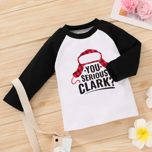 Vista 3 de JEELLIGULAR Camiseta de Navidad para niños y niñas, camiseta de manga larga con estampado de letras para bebés, ropa de festival de 6 meses a 5 años