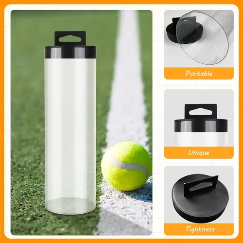 Vista 2 de kowaku Lata de pelota de tenis, tubo de tenis con tapa, contenedor portátil para pelotas de almacenamiento para accesorios de entrenamiento de golf