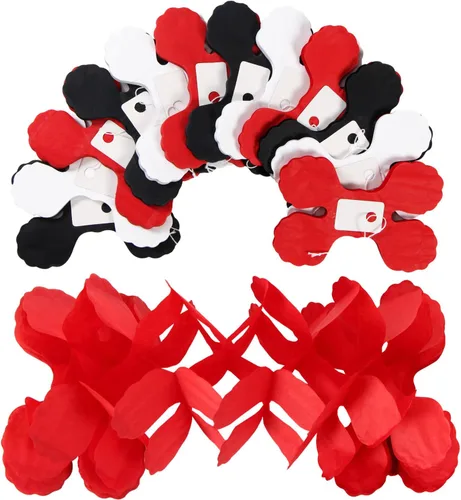 Vista 3 de Guirnalda de serpentinas para decoración de fiesta, color negro, blanco y rojo, pancarta colgante de trébol de cuatro hojas de graduación de 157