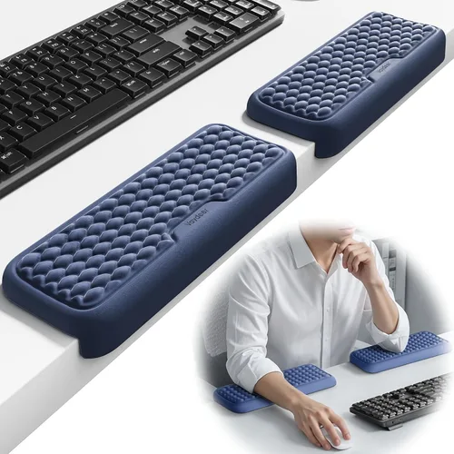 Vista 8 de Vaydeer 2 almohadillas para coderas, coderas en forma de L, cojín de borde de escritorio, ergonómico de espuma viscoelástica, reposamuñecas, teclado