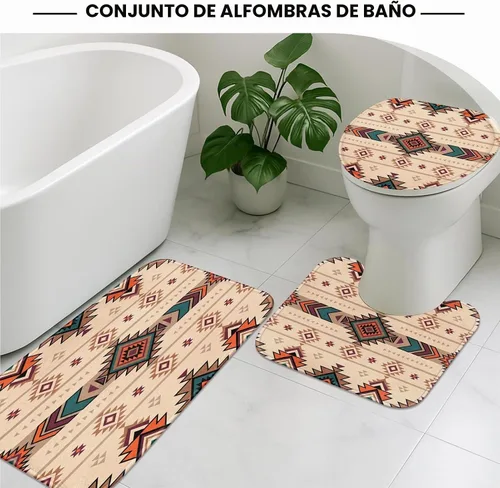 Vista 5 de ArtSocket Juego de 4 juegos de baño con cortina de ducha y alfombras