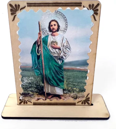 Vista 4 de Ooki 12 piezas de madera con soporte St. Jude San Judas Joseph, centros de mesa de fiesta para bautismo, primera comunión, decoraciones de mesa