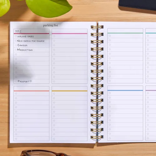 Vista 3 de Inspirado en Erin Condren Soar - Diario de viaje A5, planificador de vacaciones portátil y diario de viaje en uno, diseño de cubierta con diseño