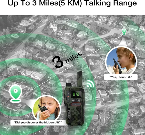 Vista 5 de BAOFENG GT-18 Walkie Talkies para niños y adultos, radio bidireccional FRS recargable de largo alcance sin licencia, batería de 1500mAh, 22 canales