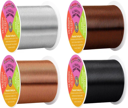 Vista 214 de Mandala Crafts - Alambre de aluminio anodizado de calibre 22 para hacer joyas - 137.2 m de alambre flexible surtido y coloreado - Doble para bonsái