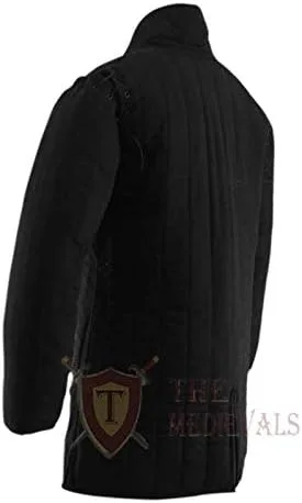 Vista 4 de Abrigo grueso acolchado Gambeson Aketon chaqueta armadura, negro