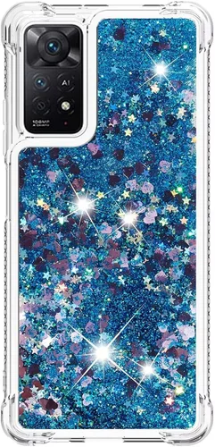 Vista 40 de Funda de silicona transparente con purpurina para Xiaomi Redmi A1 Bling Liquid Clear Star Heart Silicone Bumper a prueba de golpes, funda Azul