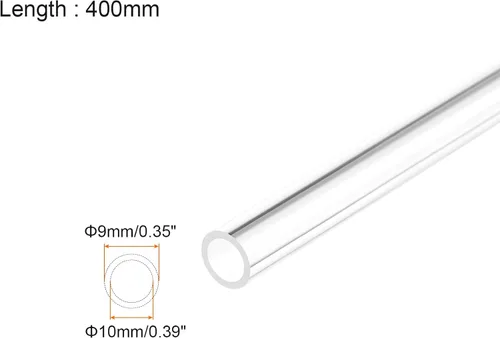 Vista 2 de Tubo de PVC transparente Tubo rígido de plástico Tubería redonda, [para iluminación, acuario, pecera] - 0.354 in de diámetro interior x 0.394 in