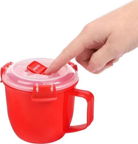 Vista 3 de Sistema 1142 - Taza de sopa pequeña para microondas, 19.1 onzas, color rojo