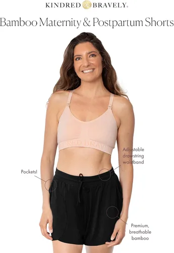 Vista 2 de Kindred Bravely Pantalones cortos de maternidad y posparto de bambú Pantalones cortos de pijama de maternidad para mujer