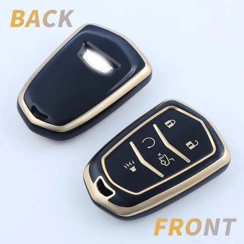 Vista 4 de Funda para llavero Cadillac, TPU suave protección de 360 grados para CTS SRX XT5 ATS STS CT6 2015-2019, Negro