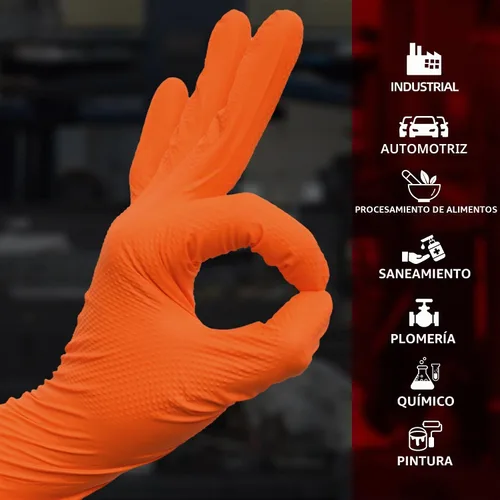 Vista 6 de Jointown Guantes Básicos de Nitrilo de Servicio Pesado, Guantes de Mecánico de Nitrilo Desechables de 8 Mil, con Textura de Diamante Elevada, Caja