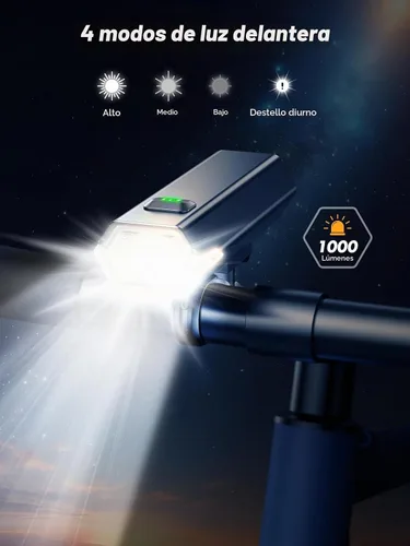 Vista 3 de Cuvccn Luces de bicicleta superbrillantes de 1000 lúmenes con luz lateral, 4+6 modos recargables de bicicleta delanteras y traseras, faros