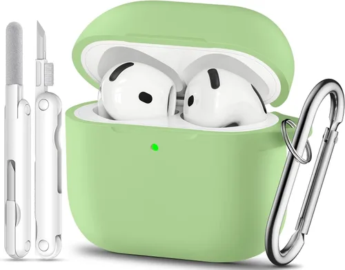 Vista 7 de Funda para AirPods Pro, funda de silicona suave compatible con Airpods Pro de 2ª/1ª generación para mujeres y niñas, con kit de limpieza y llavero 1