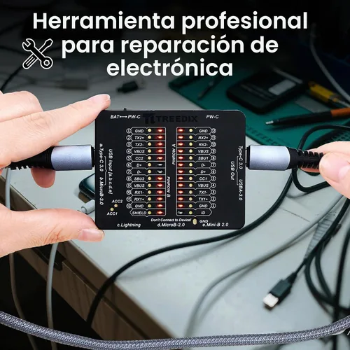 Vista 3 de Treedix Probador de Cables USB Comprobador de Cables USB Detección Rápida de Cables de Datos para Type-C, USB-A 3.0, Micro-B 3.0, Micro-B 2.0