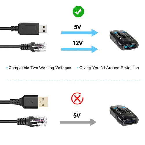 Vista 3 de Cable para detector de radar Plozoe, cable USB a RJ11, cable de alimentación con enchufe RJ11, para detector de radar Escort Uniden Radenso XP