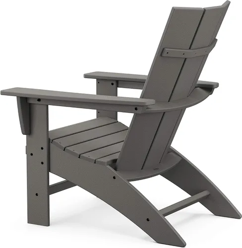 Vista 4 de POLYWOOD Silla Adirondack moderna Curveback Negro