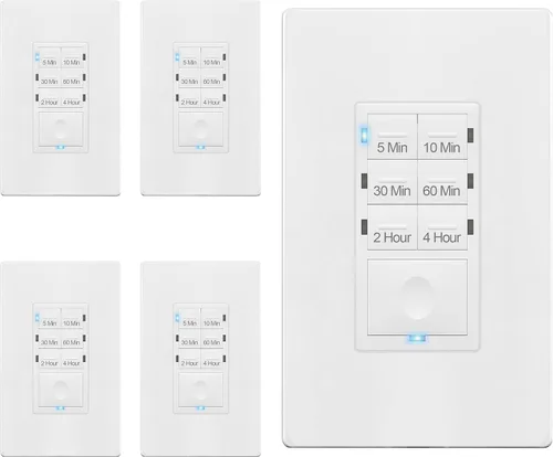 Vista 10 de ENERLITES Interruptor de temporizador de cuenta regresiva, ventilador y temporizador de luz, 5 minutos a 4 horas, indicador LED de luz nocturna