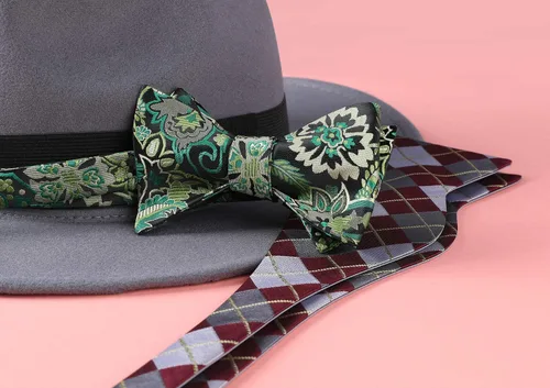 Vista 120 de HISDERN Pajaritas para hombre, corbatín de cachemira para hombre, corbata de lazo y bolsillo cuadrado, juego formal de esmoquin para boda