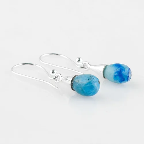 Vista 82 de Aretes de aro de cristal afganita natural Piedras afganas de alto grado Aretes chapados en plata Gota lisa Joyas de piedras preciosas hechas