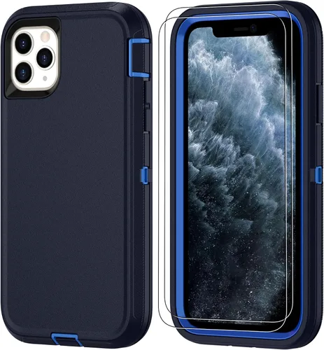 Vista 11 de Jshru para iPhone XR Funda con [2 Pack] Protector de Pantalla HD, [Grado Militar] 3-en-1 Resistente Protector de Cuerpo Completo a Prueba de Negro
