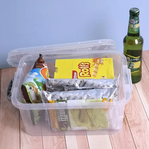 Vista 5 de Caja de cierre de almacenamiento transparente de 8 L, paquete de 2 contenedores de almacenamiento con tapa de plástico