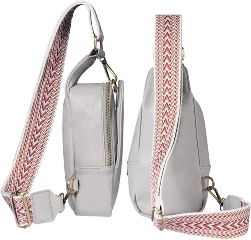 Vista 3 de KFXFENQ Bolso bandolera para mujer, de piel sintética, bolso bandolera pequeña, mochila cruzada multiusos para el pecho, para mujer, ciclismo