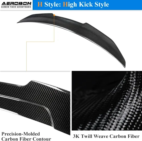 Vista 5 de Alerón de maletero de fibra de carbono real para Audi A4 S4 B9 Sedan 2017-2024 Estilo H (patada alta), se adapta a todos los sedanes B9 A4 y S4