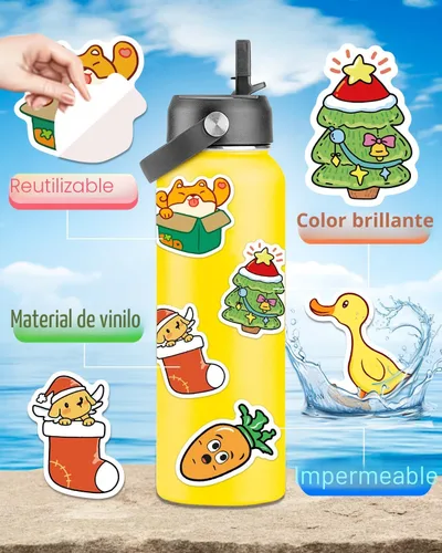 Vista 2 de 100 calcomanías para botellas de agua para niños, adolescentes y niñas, vinilo lindo estético, impermeable, calcomanías geniales Vsco, portátil