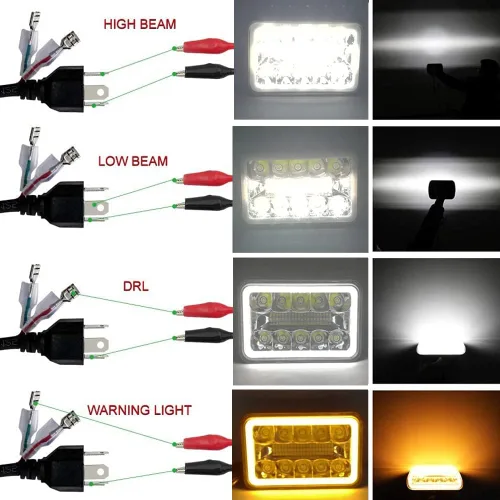 Vista 4 de 4 piezas de faros LED de 4 x 6 pulgadas compatibles con Chevrolet Chevy C4500 C5500 Kodiak, luz DRL de haz sellado rectangular, señal de giro.
