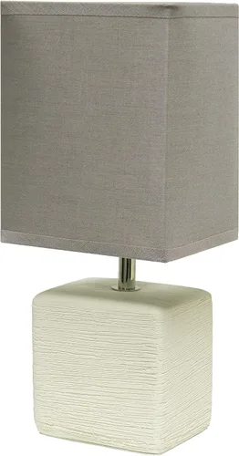 Vista 8 de Simple Designs LT2071-WOB - Mini lámpara de mesa blanca gris jaspeada de cerámica con pantalla negra para mesita de noche