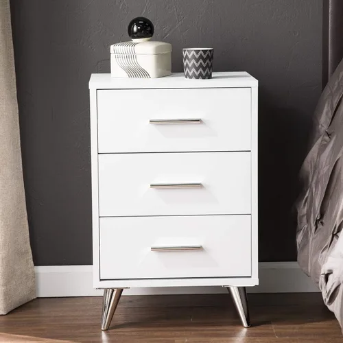 Vista 14 de SEI Furniture Owen Midcentury - Mesita de noche moderna, color blanco