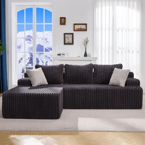 Vista 27 de Hobestluk - Sofá modular sin hueso, sofá seccional en forma de L 96" Right Facing Chaise Black,Memory Foam,Removable Cover,Non-slip Bottom,No