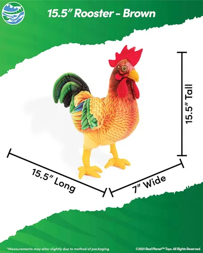 Vista 2 de Real Planet Pollo gallo de 15.5 pulgadas, animal de peluche de pollo de granja, gallo, peluche de animal, pollo de peluche, gallo de juguete