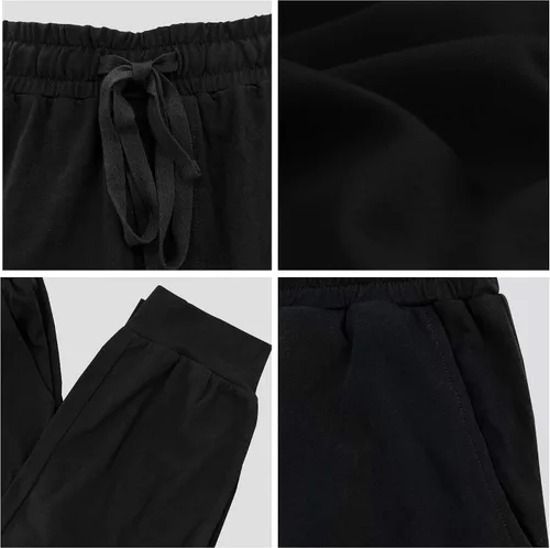 Vista 5 de COLORFULLEAF Pantalones de pijama para parejas para hombre y mujer pantalones de pijama de algodón pantalones de pijama para hombre pantalones