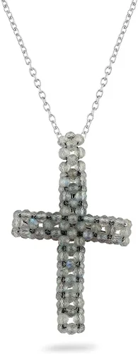 Vista 9 de Collar con colgante de ganchillo crucifijo, piedras preciosas de amatista natural, joyería hecha a mano, colgante de cristales cruzados, cadena