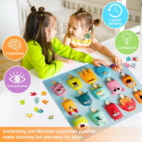 Vista 5 de Rompecabezas de 500 piezas para adultos, adolescentes y niños, regalo feliz para la familia, paletas coloridas (paletas de monstruo)