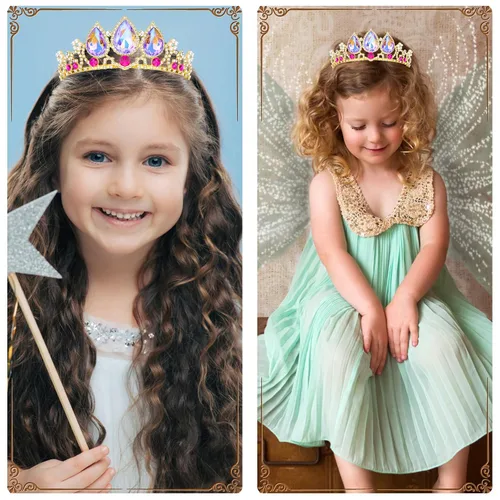 Vista 2 de CIEHER Rapunzel - Corona de princesa para niñas, diadema multicolor para fiesta de cumpleaños, cosplay de sirena