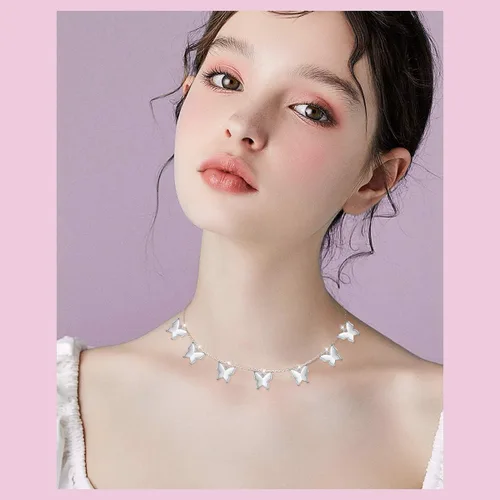 Vista 2 de Gargantilla ajustable de plata de ley S925 con colgante, joyería para mujeres y niñas.