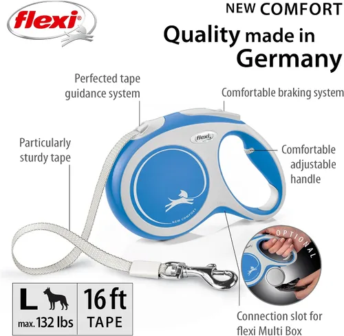 Vista 4 de FLEXI New Comfort - Correa retráctil para perro (cinta), ergonómica, duradera y sin enredos, correa para caminar para perros de hasta 132 libras, 16