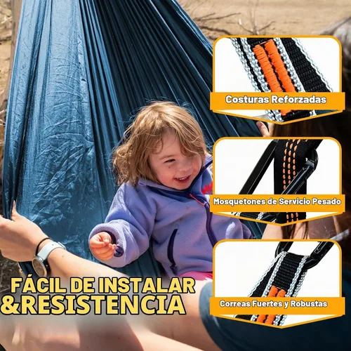 Vista 5 de NATUREFUN Hamaca ultraligera para viajes y camping Capacidad de carga de 300 kg, transpirable, de secado rápido Incluye 2 mosquetones premium, 2