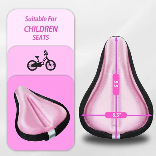 Vista 2 de YLG Cojín de asiento de bicicleta para niñas, funda de asiento de bicicleta acolchada de gel para niños, transpirable y extra suave, espuma