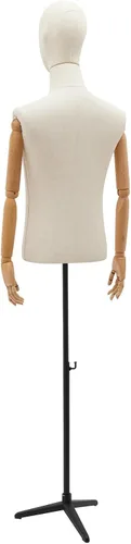 Vista 7 de Maniquí de medio cuerpo masculino con brazo, cuerpo de maniquí de forma de vestido, cuerpo de maniquí de 53 a 76 pulgadas, altura ajustable, maniquí