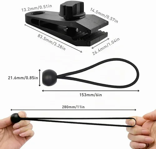 Vista 2 de 24 clips de lona resistentes con cordones elásticos de 6 pulgadas Tarp Clamps for Tent Pool Awning Fasteners Clips for Outdoor Camping Canopies