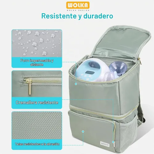 Vista 5 de Wolka Bolsa de extractor de leche con compartimentos aislados,Mochila enfriadora de leche materna para Spectra S1,S2 Medela